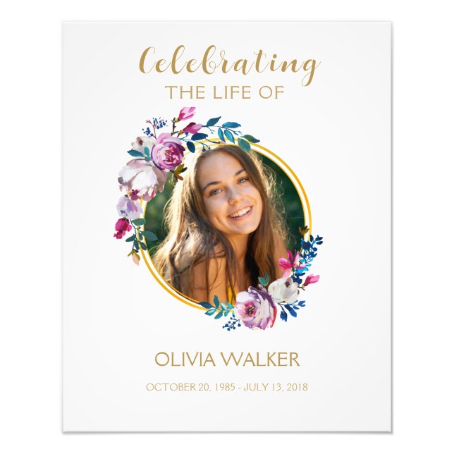 Impression Photo Fleurs violettes Affiche de bienvenue funéraire (Devant)