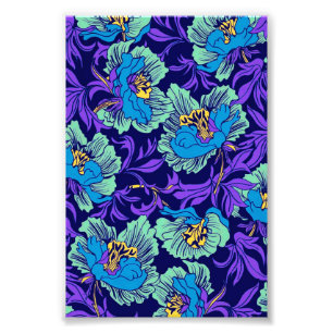 Impression Photo Fleurs violettes et bleues William Morris