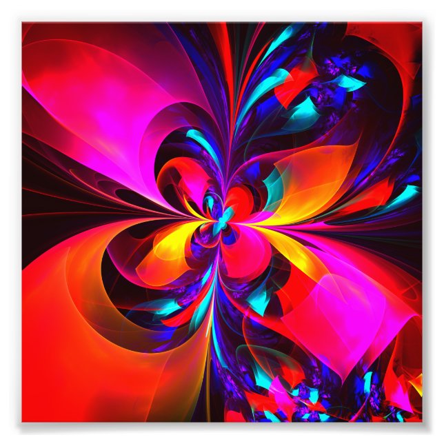 Impression Photo Floral moderne Art Abstrait Rouge Bleu Motif #07 (Devant)