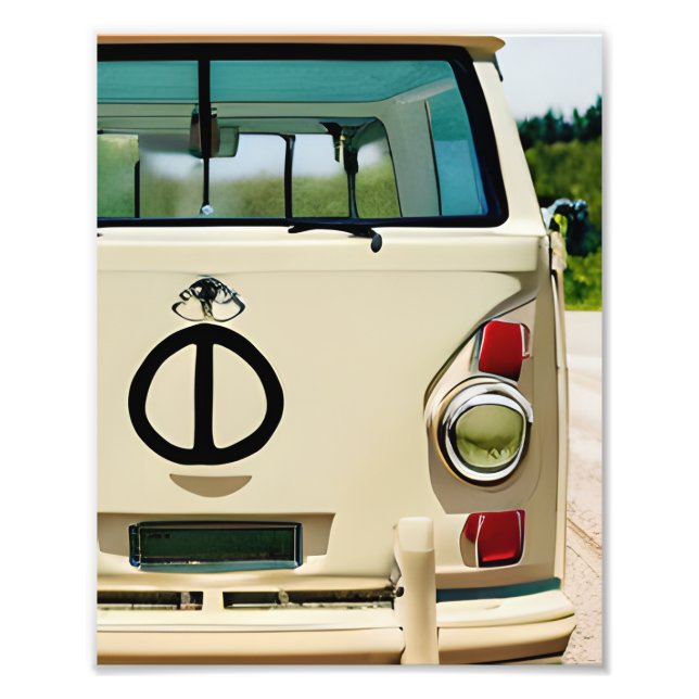 Impression Photo Floral Retro Hippie Van Art Vintage (Devant)