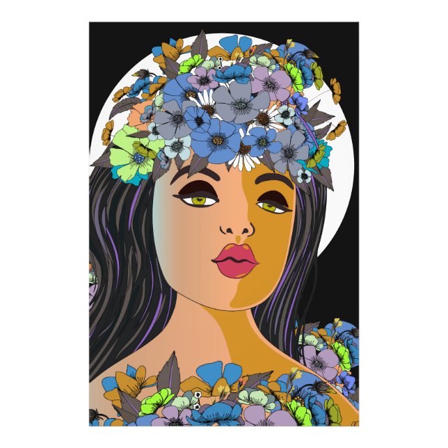 Impression Photo Floral Woman Crown of Flowers (Devant)