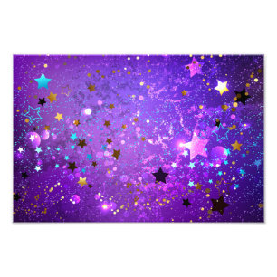 Impression Photo Fond en feuille de pourpre avec des étoiles