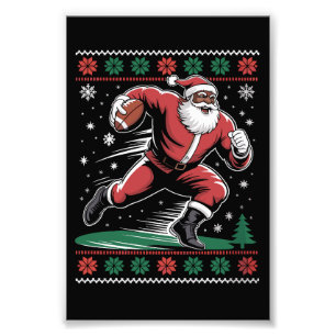 Impression Photo Football afro-américain Père Noël Noël laid