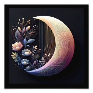 Impression Photo Forme 3D Abstraite Fleurs demi-lune Couleurs paste