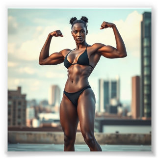 Impression Photo Forme noire étonnante Modèle de fitness Muscles Fl