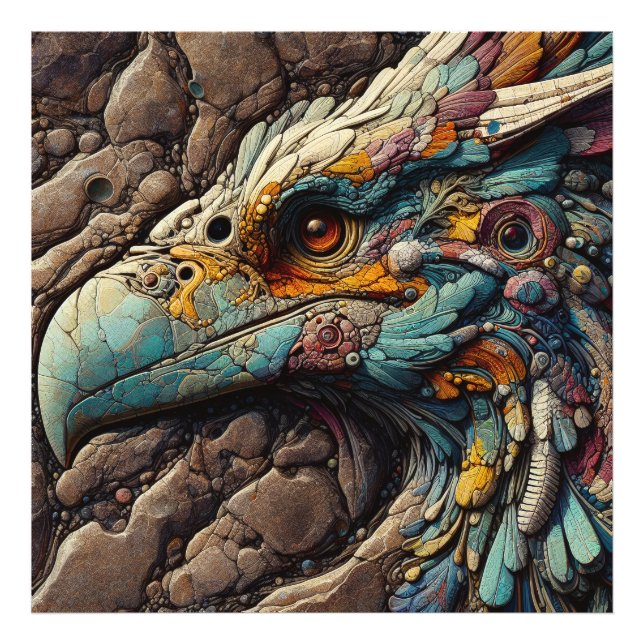 Impression Photo Fossile D'Un Oiseau Extinct Dans Les Rochers - Art (Devant)