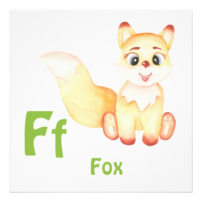 Impression Photo Fox personnaliser ABC : Lettre F - Ajouter votre n (Devant)