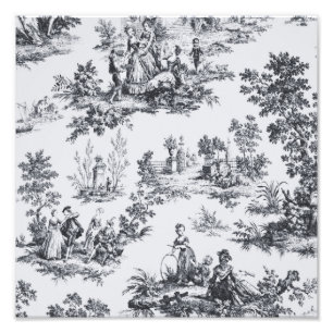 Impression Photo Française toile de jouy noir et blanc élégant