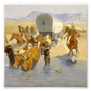 Impression Photo Frederic Remington Art Occidental "Les émigrants"