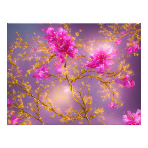 Impression Photo Fuchsia et Gold Florals