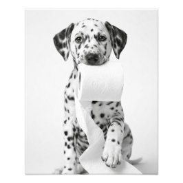 Impression Photo Funny Dalmatian Puppy Holding Toilet Paper Minimal
