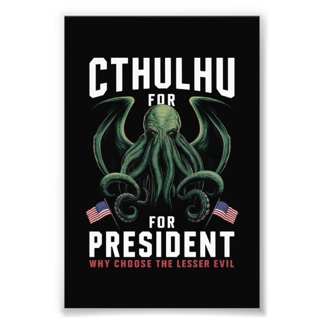 Impression Photo Funny Elections 2024 Cthulhu pour le président (Devant)