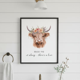 Impression Photo Funny Floral Highland Vache mignonne Maison Décor 