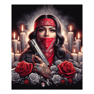 Impression Photo Gangster Girl Hip hop chicano art graphique