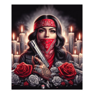 Impression Photo Gangster Girl Hip hop chicano art graphique