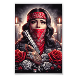 Impression Photo Gangster Girl Hip hop chicano art graphique