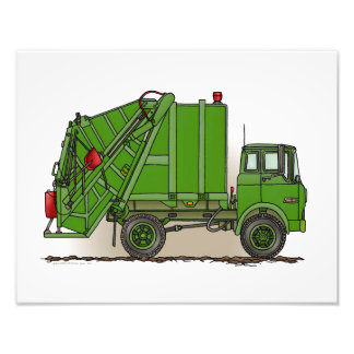 Impression Photo Garbage Truck Green