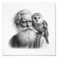 Gardien des secrets : Vieux homme avec Barn Owl Wa