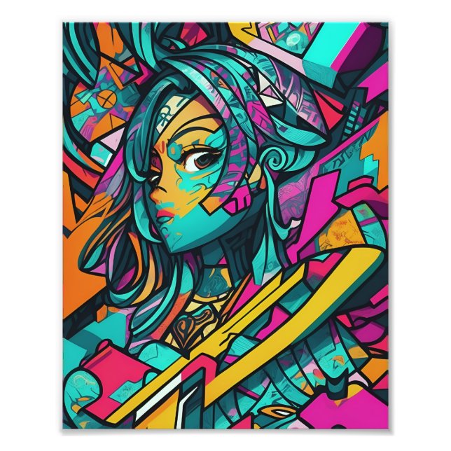 Impression Photo Girl In Urban WallStyle - Art IA (Devant)