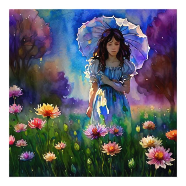 Impression Photo *~ Girl Wild Flower Field AP56 parasols (Devant)