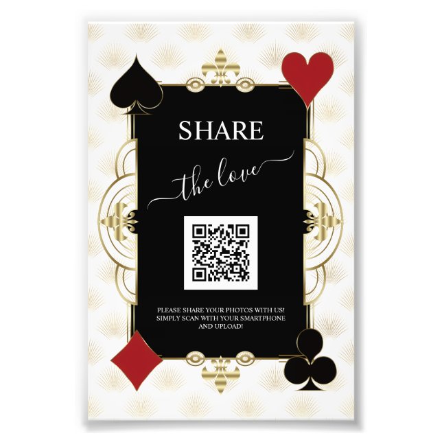 Impression Photo Glam Gold Casino Share The Love QR Code Wedding (Devant)