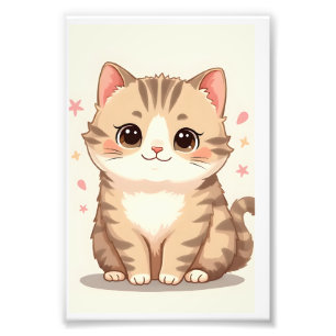 Impression Photo Gleeful Chat : Sweet Kawaii Kitten Art pour n'impo