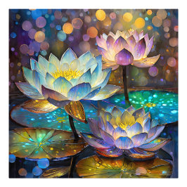 Impression Photo Glowing Lotus Flowers Trio