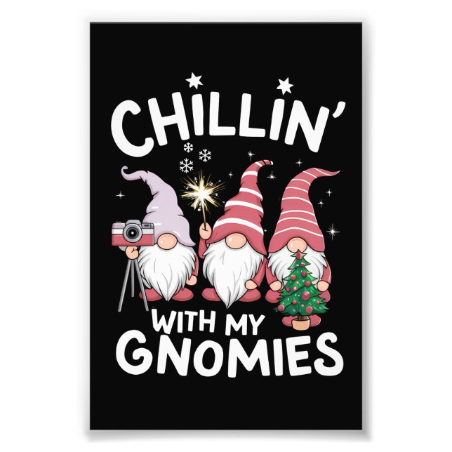 Impression Photo Gnome Famille Noël Chillin Avec Mes Gnomes (Devant)