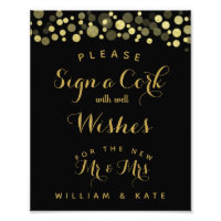 Gold & Black Signer une fête ou un signe mariage C