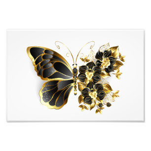Impression Photo Gold flower Butterfly with Black Orchid