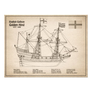 Impression Photo Golden Hind - Plan directeur des navires SD