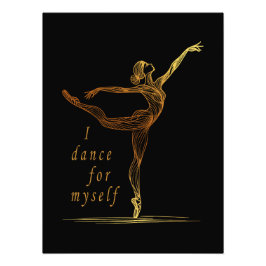 Impression Photo Golden Line Art Ballerina - Je Danse Pour Moi