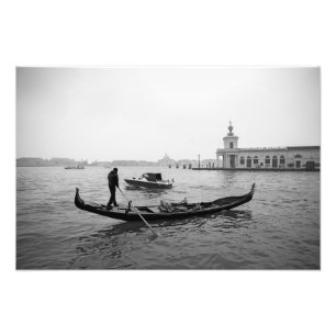 Impression Photo Gondolier Venice Italie paysage noir et blanc P