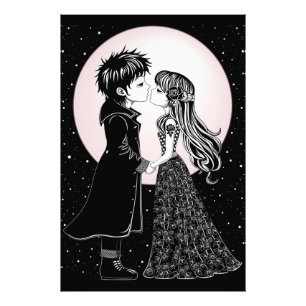 Impression Photo Gothique Emo Enfants Kiss Valentine's Day