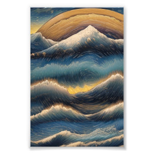 Impression Photo Grandes vagues de kanagawa peinture vintage, vague