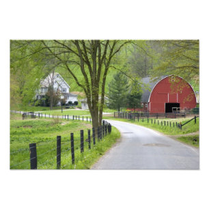 Impression Photo Grange rouge et maison de ferme près de Berlin, Oh