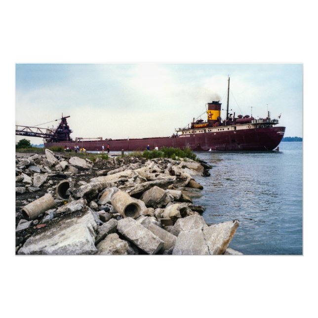Impression Photo Great Lakes freighter J. Burton Ayers circa 1980 (Devant)