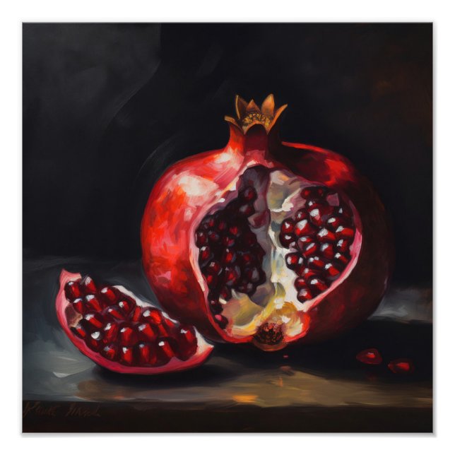 Impression Photo Grenade | Vie morte | Style de peinture à l'huile (Devant)