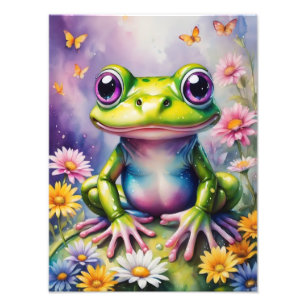 Impression Photo Grenouille Avec Art numérique Fleur