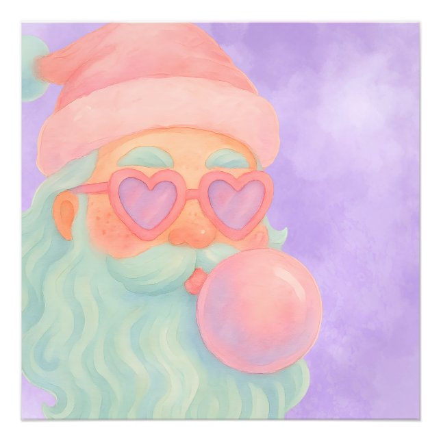 Impression Photo Groovy Bubblegum Santa Wall Art  (Devant)