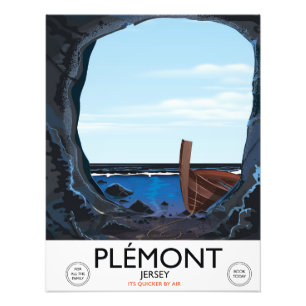 Impression Photo Grottes de Plémont, Jersey affiche de voyage vinta