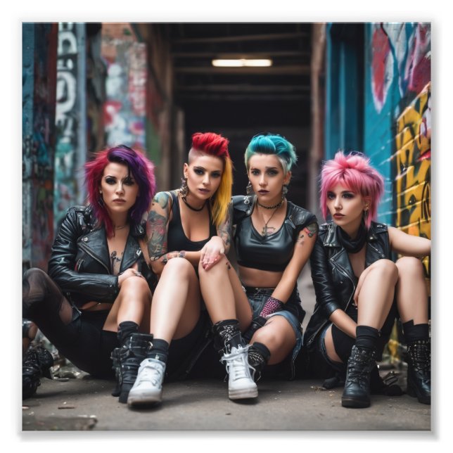 Impression Photo Groupe Alternative Hot Punk Girls Assis (Devant)