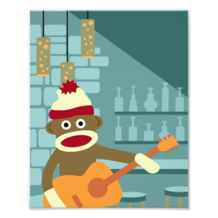 Impression Photo Guitare acoustique de singe de chaussette