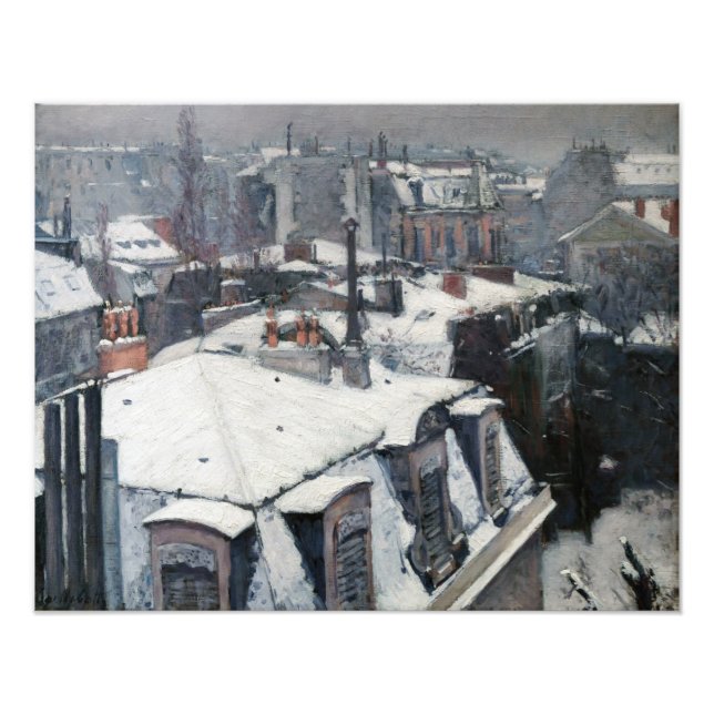 Impression Photo Gustave Caillebotte - Toits dans la neige (Devant)