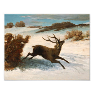 Impression Photo Gustave Courbet - Deer Running in the Snow