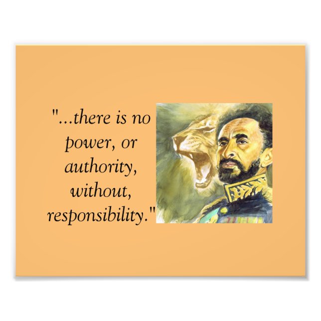 Impression Photo Haile Selassie I : Citations : Essence du pouvoir. (Devant)