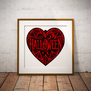 Impression Photo Halloween cœur, forme de cœur noir, vacances
