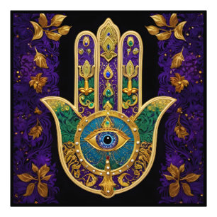 Impression Photo Hamsa Troisième Œil Orné en Or