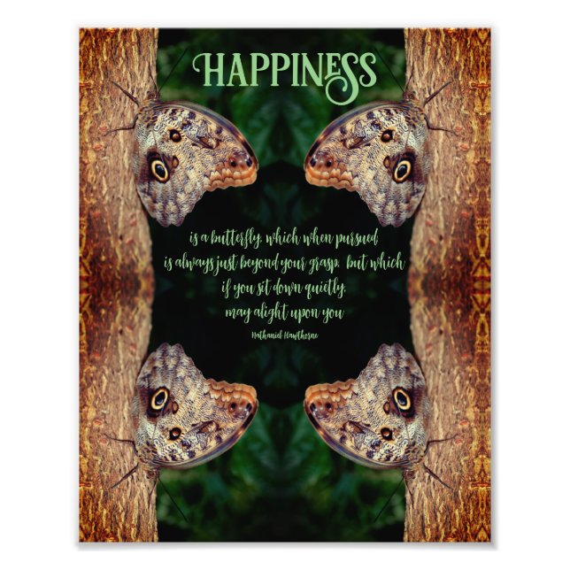 Impression Photo Happiness Brown Butterfly Inspirational Citation 8 (Devant)