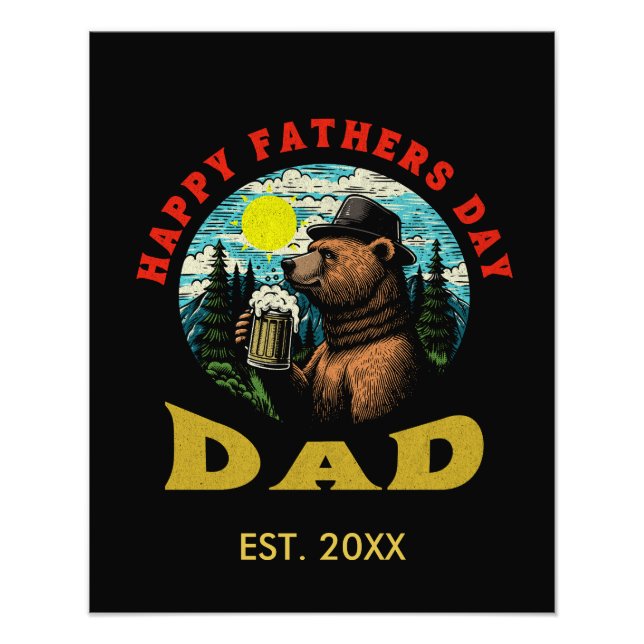 Impression Photo Happy Father's Day Dad Beer Mug Outdoorsman Bear  (Devant)